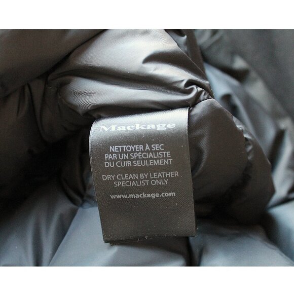 Mackage Down Parka Jacket / Size XL / Black Wool Duck Hooded Long Asymmetrical - Picture 13 of 14